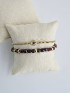 Gold Beaded Crystal Bracelet Stack - Set of 2 Waterproof Non - Tarnish