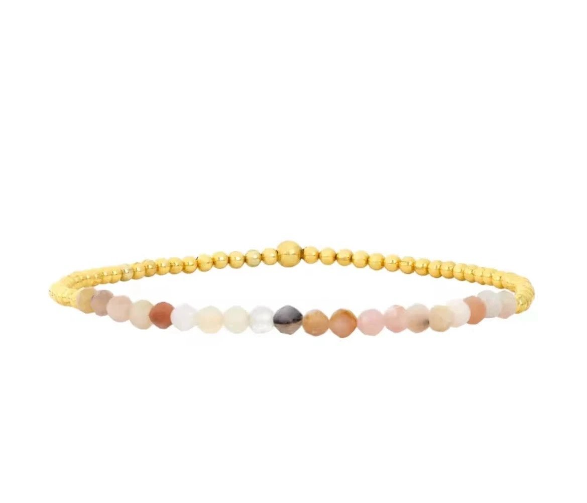 Gold Beaded Crystal Waterproof Non - Tarnish Bracelets