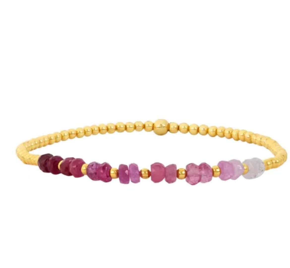 Gold Beaded Crystal Waterproof Non - Tarnish Bracelets