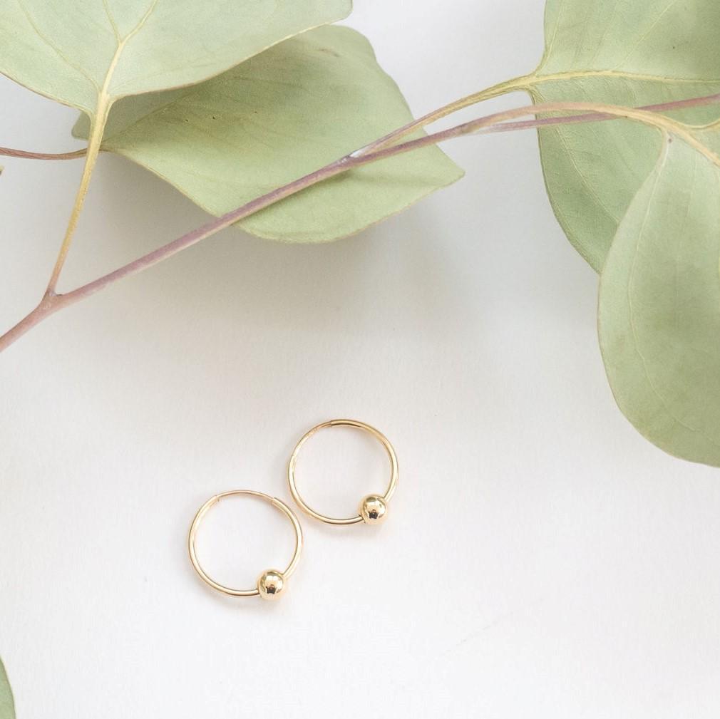 Gold Beaded Faux Piercing Hoop Earrings Crystal Earrings La Vie Bien Gold Beaded Faux Piercing Hoop Earrings