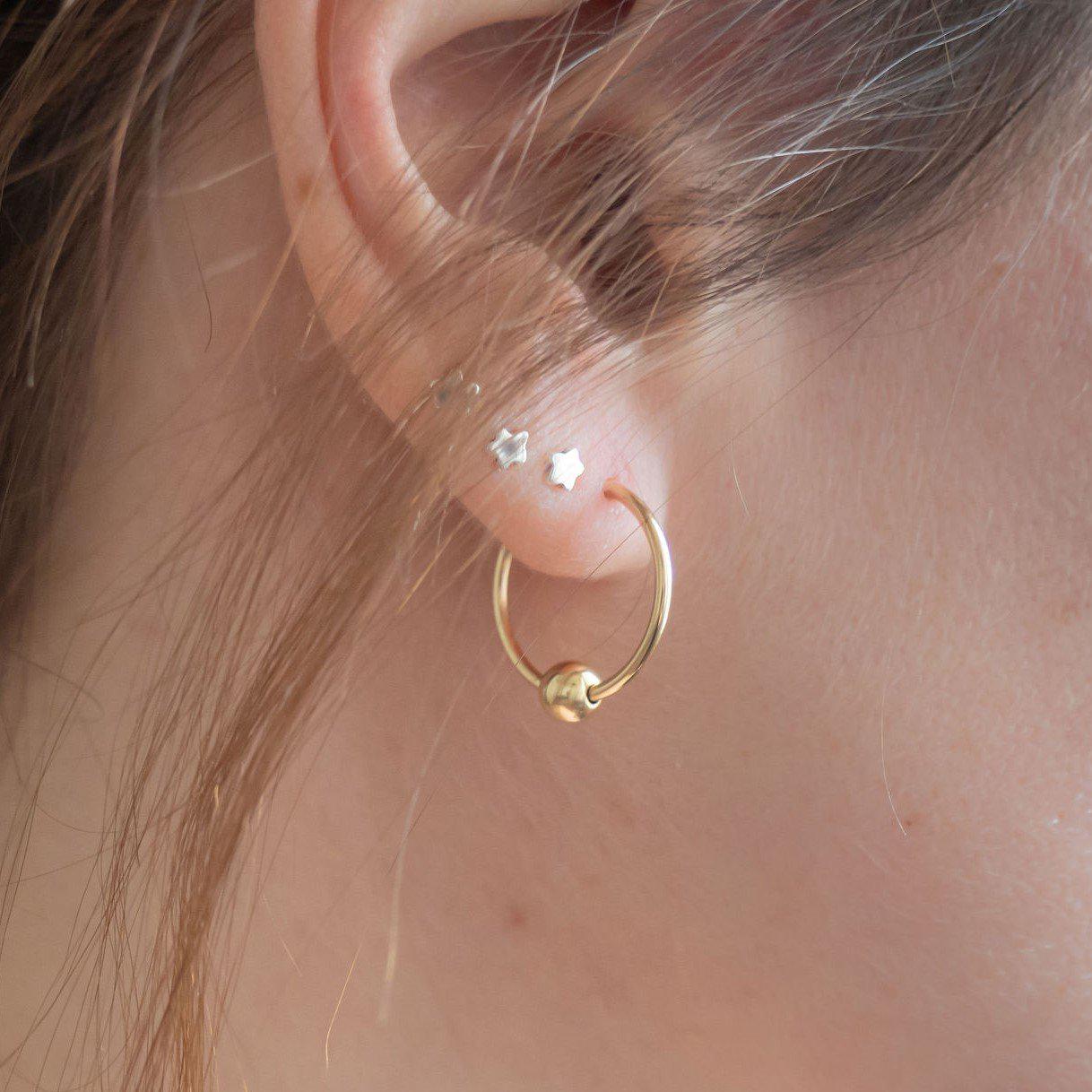 Gold Beaded Faux Piercing Hoop Earrings Crystal Earrings La Vie Bien Gold Beaded Faux Piercing Hoop Earrings
