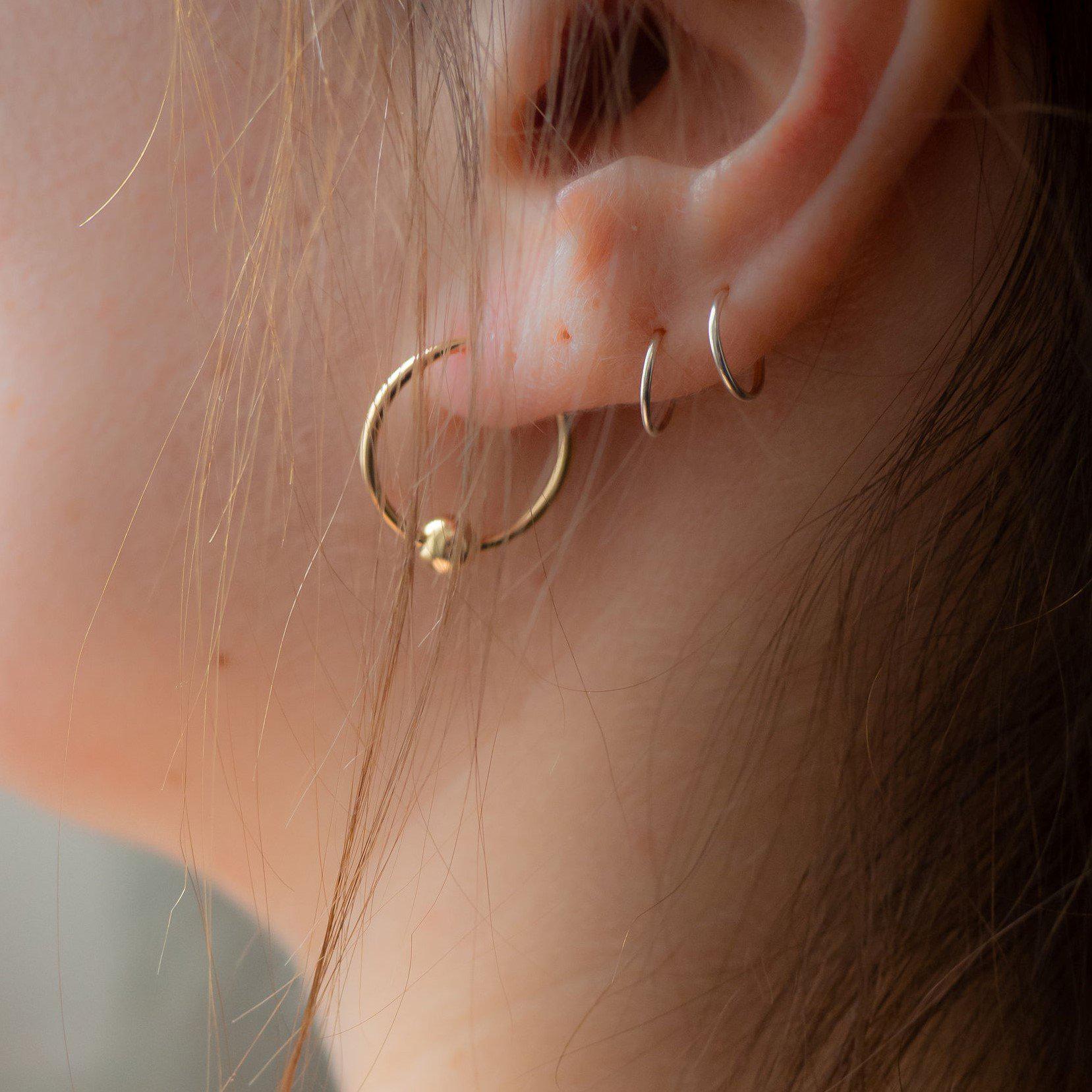 Gold Beaded Faux Piercing Hoop Earrings Crystal Earrings La Vie Bien Gold Beaded Faux Piercing Hoop Earrings