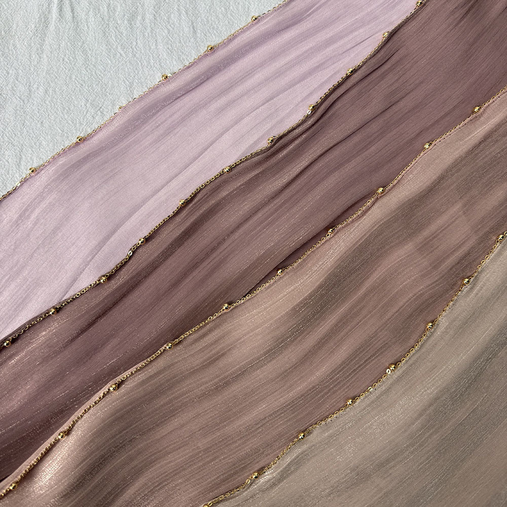 Gold Chain Beaded Edge Crinkle Satin Hijab(MH238) La Vie Bien Gold Chain Beaded Edge Crinkle Satin Hijab(MH238)