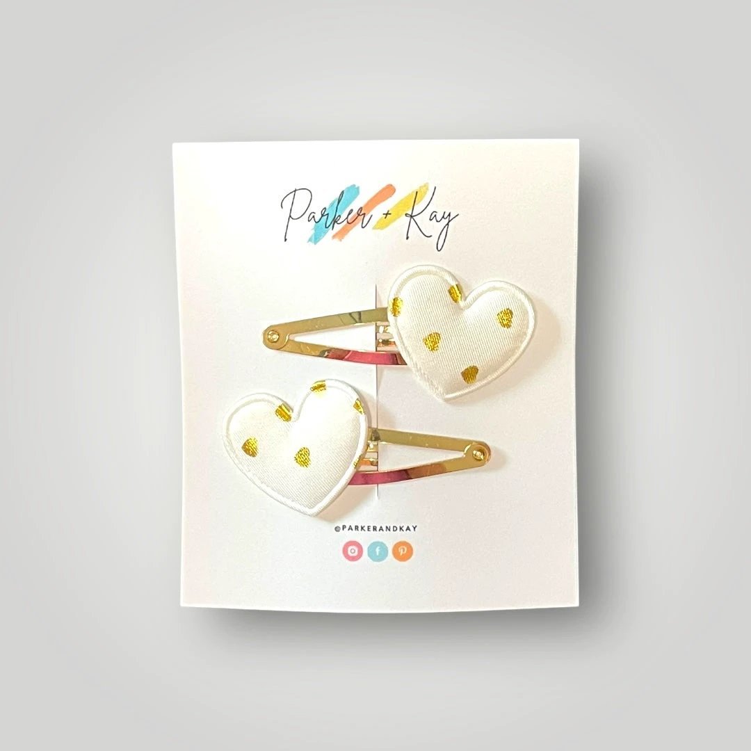 Gold Hearts Hair Clips by Parker + Kay Creative