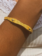 Gold Petite Flower Bangle by Ash & Rose