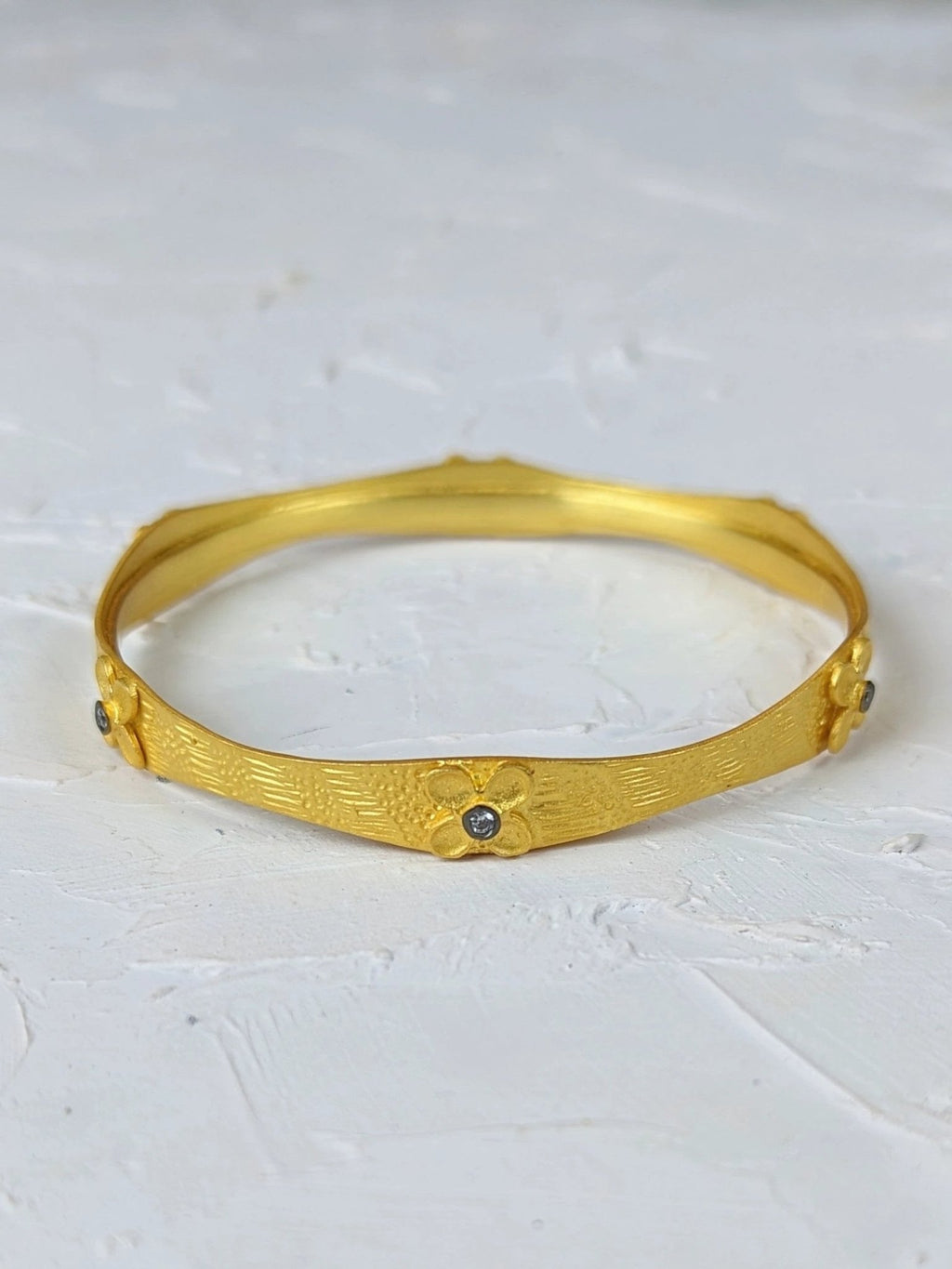 Gold Petite Flower Bangle by Ash & Rose