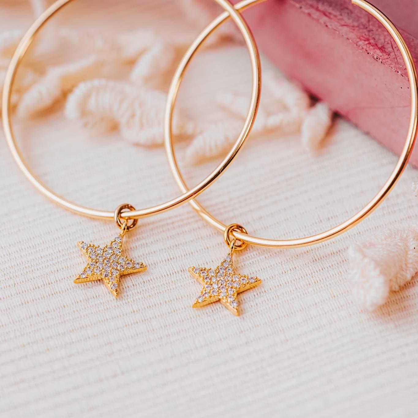 Gold Star Hoop Earrings La Vie Bien Gold Star Hoop Earrings
