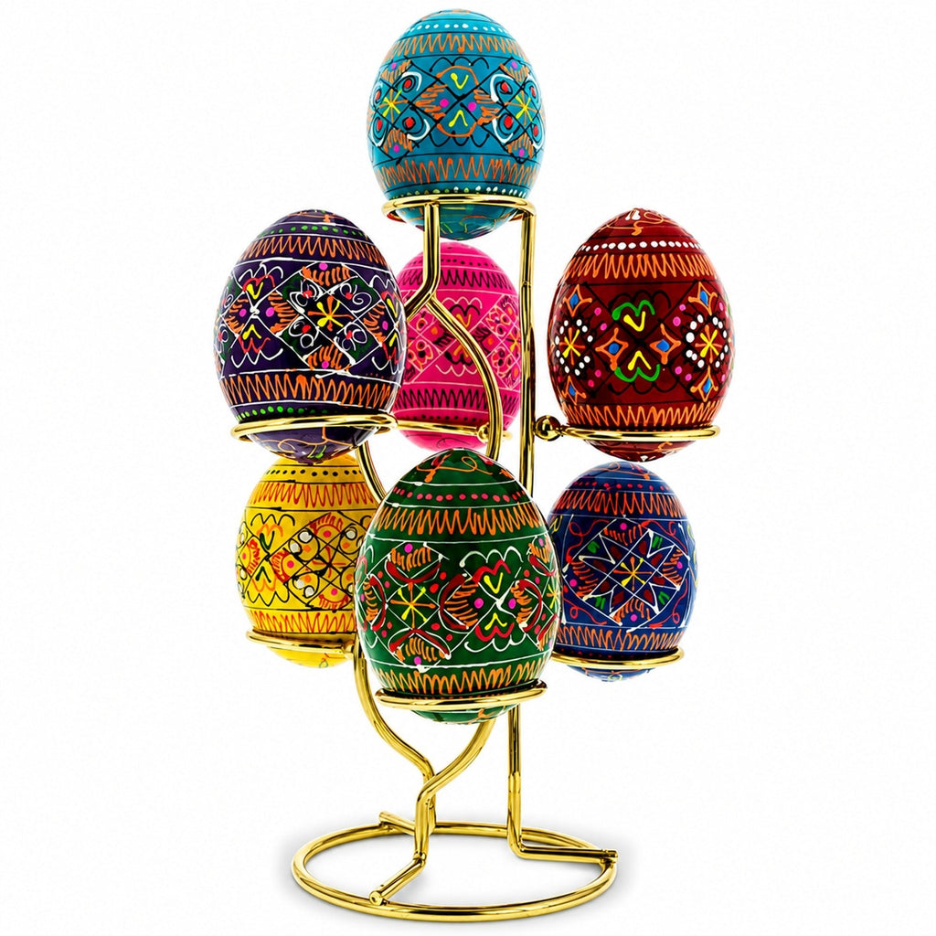 Gold Tone Metal Display Stand - Holds 7 Eggs Spheres 7.5 Inches Tall Egg Decorating > Stands > Metal La Vie Bien Gold Tone Metal Display Stand - Holds 7 Eggs Spheres 7.5 Inches Tall