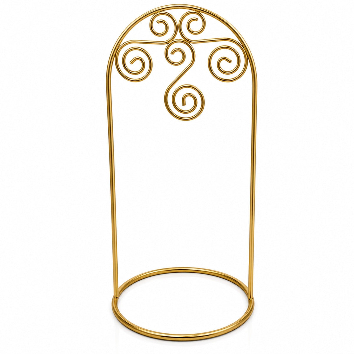 Gold Tone Metal Swirl Arch Ornament Stand Display 7.75 Inches Ornament Stands La Vie Bien Gold Tone Metal Swirl Arch Ornament Stand Display 7.75 Inches