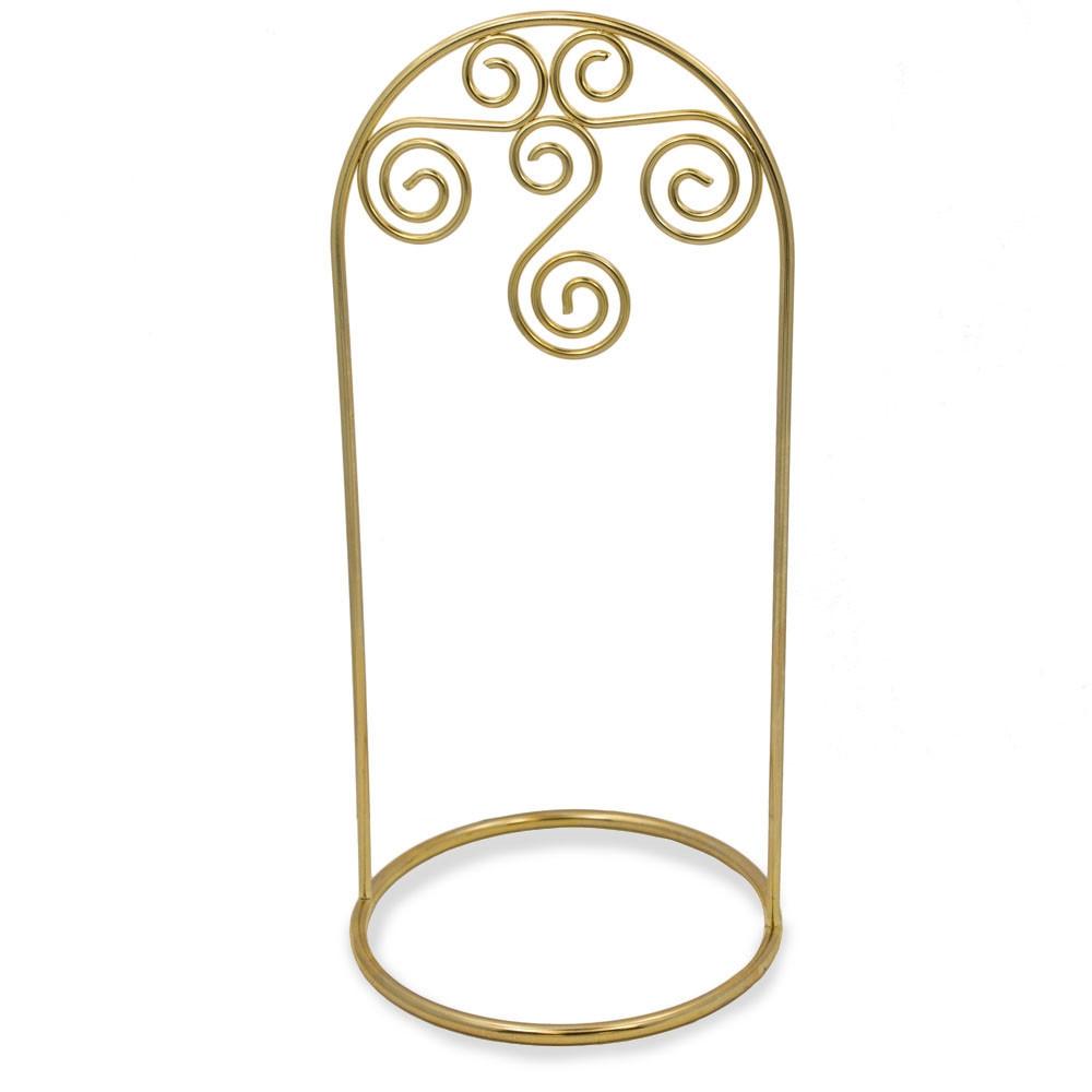 Gold Tone Metal Swirl Arch Ornament Stand Display 7.75 Inches Ornament Stands La Vie Bien Gold Tone Metal Swirl Arch Ornament Stand Display 7.75 Inches