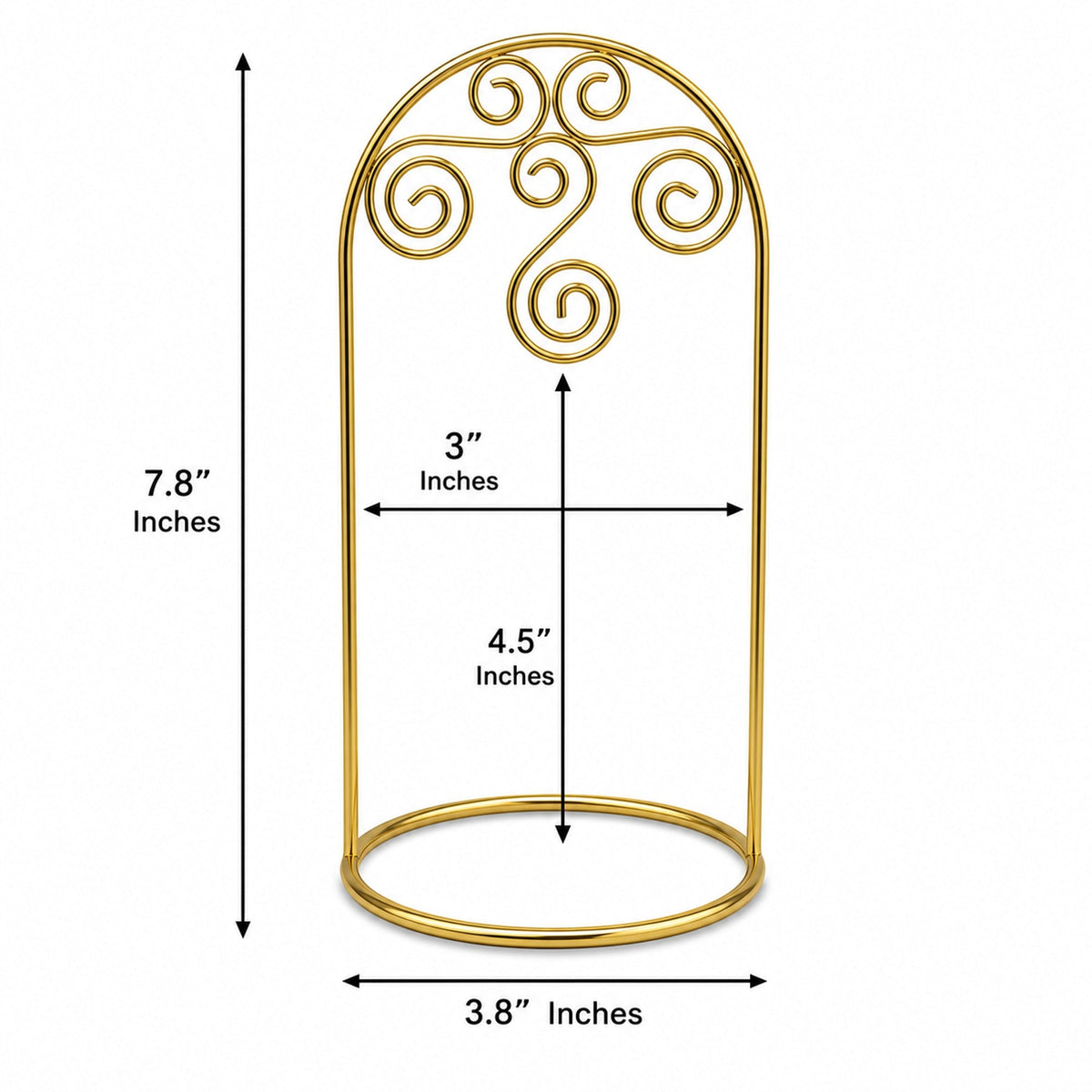 Gold Tone Metal Swirl Arch Ornament Stand Display 7.75 Inches Ornament Stands La Vie Bien Gold Tone Metal Swirl Arch Ornament Stand Display 7.75 Inches