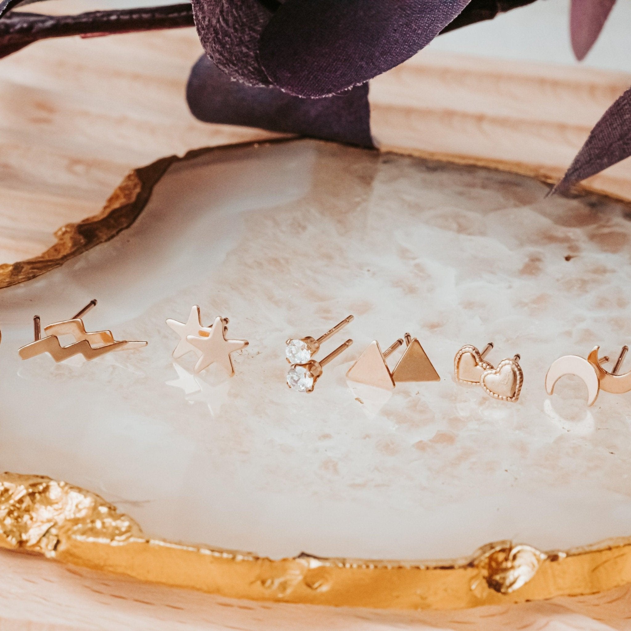 Gold Triangle Stud Earrings Earrings La Vie Bien Gold Triangle Stud Earrings