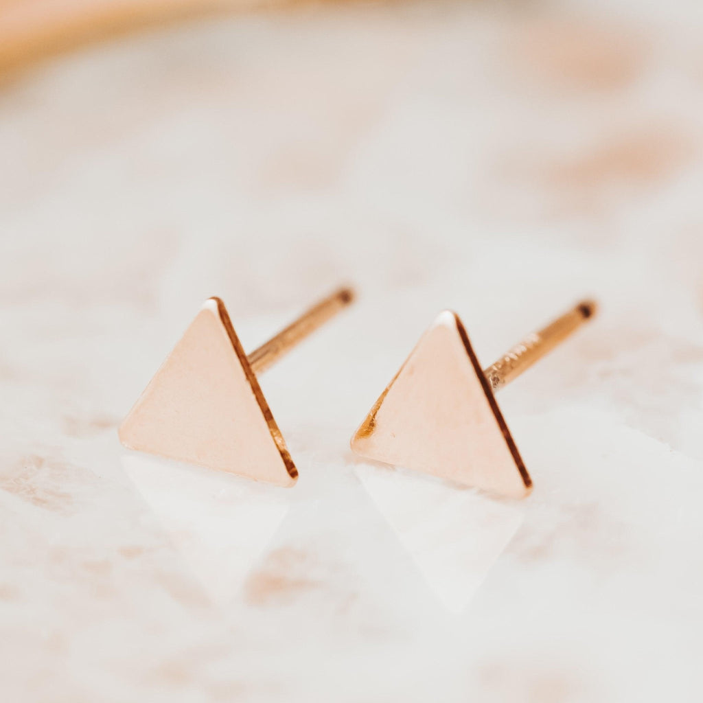 Gold Triangle Stud Earrings Earrings La Vie Bien Gold Triangle Stud Earrings