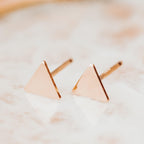Gold Triangle Stud Earrings Earrings La Vie Bien Gold Triangle Stud Earrings