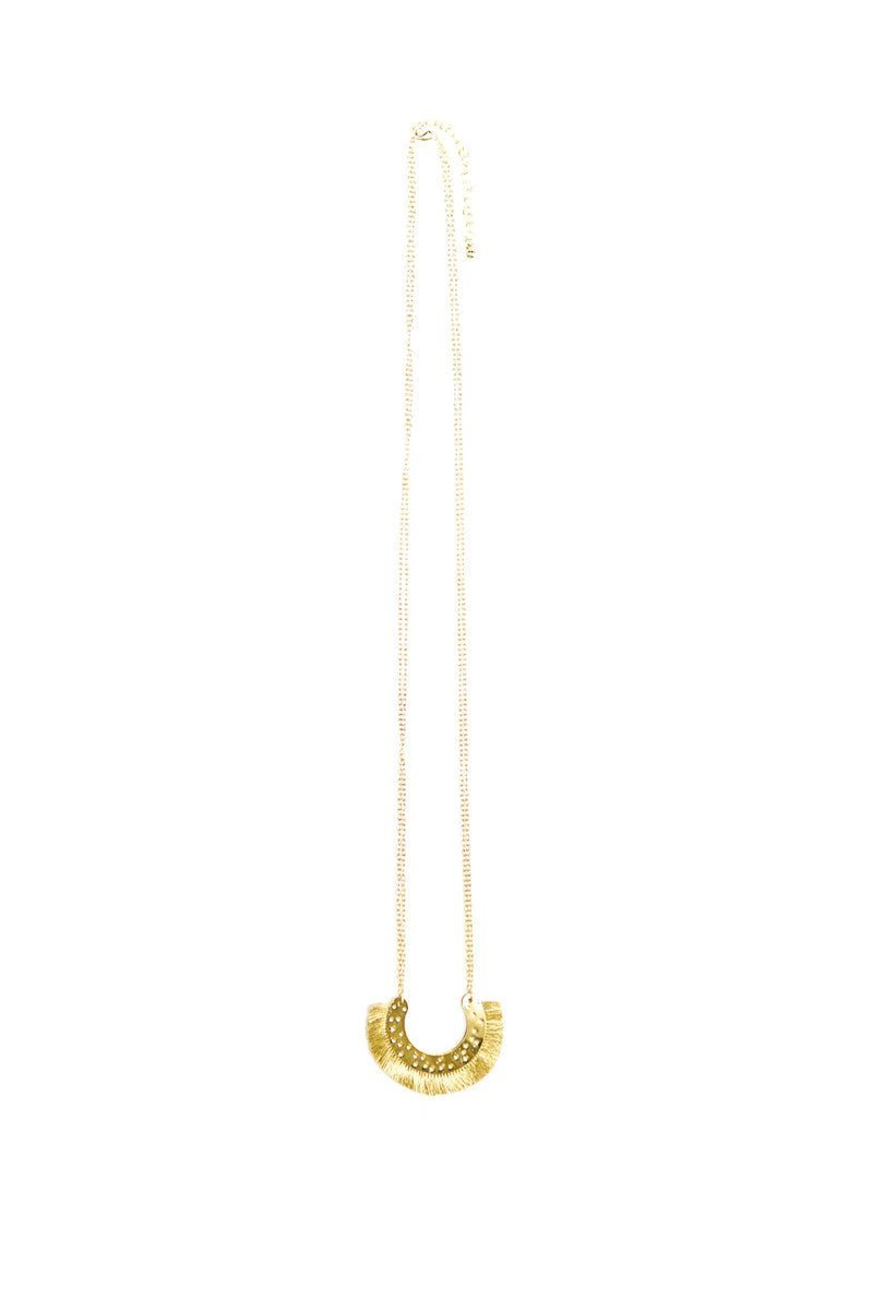 Golden Arc Fringed Necklace by Fair Anita