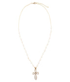 Las Cruces White Pearl Cross Pendant Necklace by Barse Jewelry