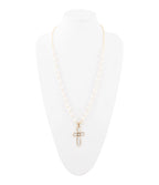Las Cruces White Pearl Cross Pendant Necklace by Barse Jewelry