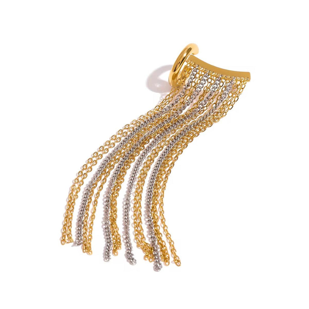 Golden Cascade Fringe Ear Cuff Earrings La Vie Bien Golden Cascade Fringe Ear Cuff