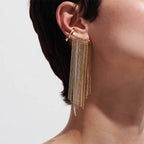 Golden Cascade Fringe Ear Cuff Earrings La Vie Bien Golden Cascade Fringe Ear Cuff