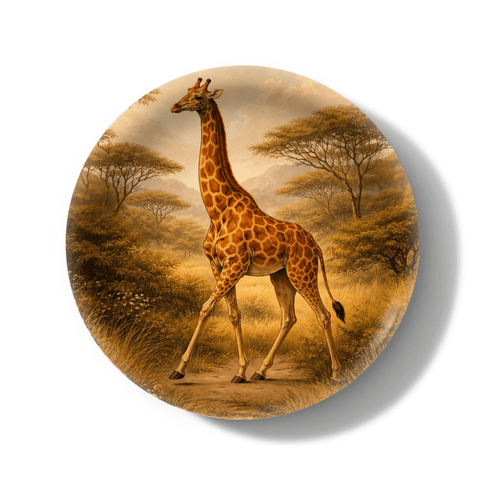 Golden Giraffe Decorative Birchwood Tray - Mini Round - Set of 2 La Vie Bien Golden Giraffe Decorative Birchwood Tray - Mini Round - Set of 2