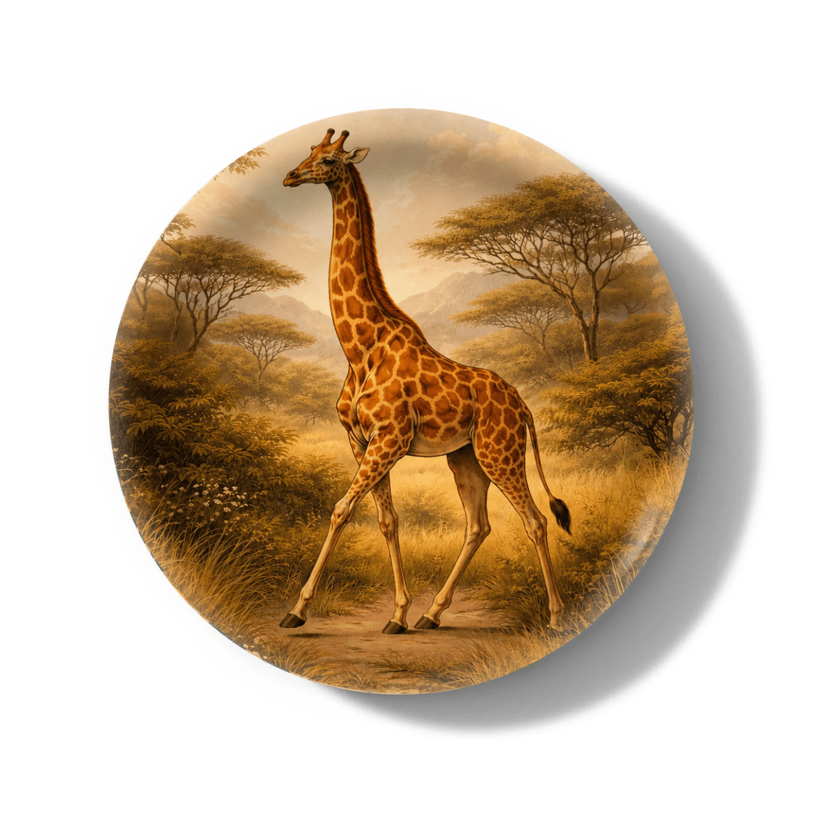 Golden Giraffe Decorative Birchwood Tray - Mini Round - Set of 2 La Vie Bien Golden Giraffe Decorative Birchwood Tray - Mini Round - Set of 2