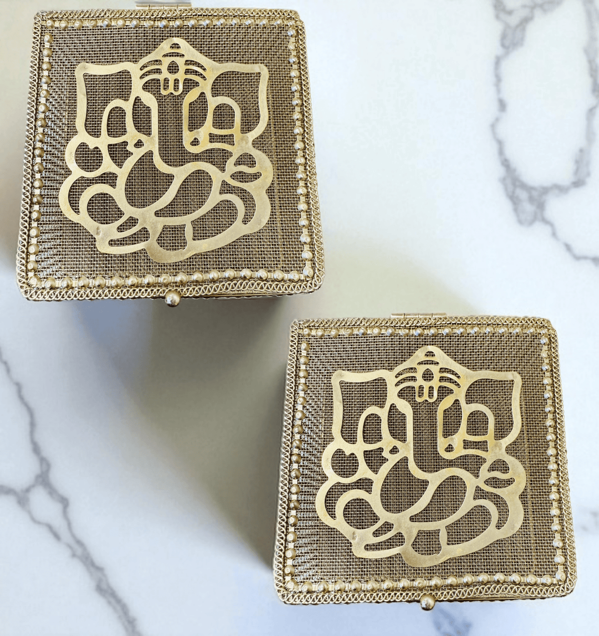 Golden Metal Ganesha Gift Boxes - Perfect To Pack Small Gifts Like Diya, Jewelry La Vie Bien Golden Metal Ganesha Gift Boxes - Perfect To Pack Small Gifts Like Diya, Jewelry