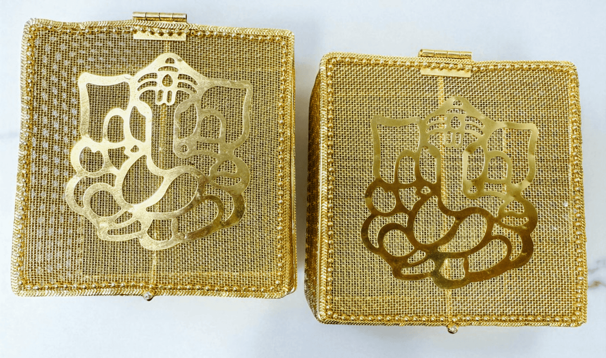 Golden Metal Ganesha Gift Boxes - Perfect To Pack Small Gifts Like Diya, Jewelry La Vie Bien Golden Metal Ganesha Gift Boxes - Perfect To Pack Small Gifts Like Diya, Jewelry