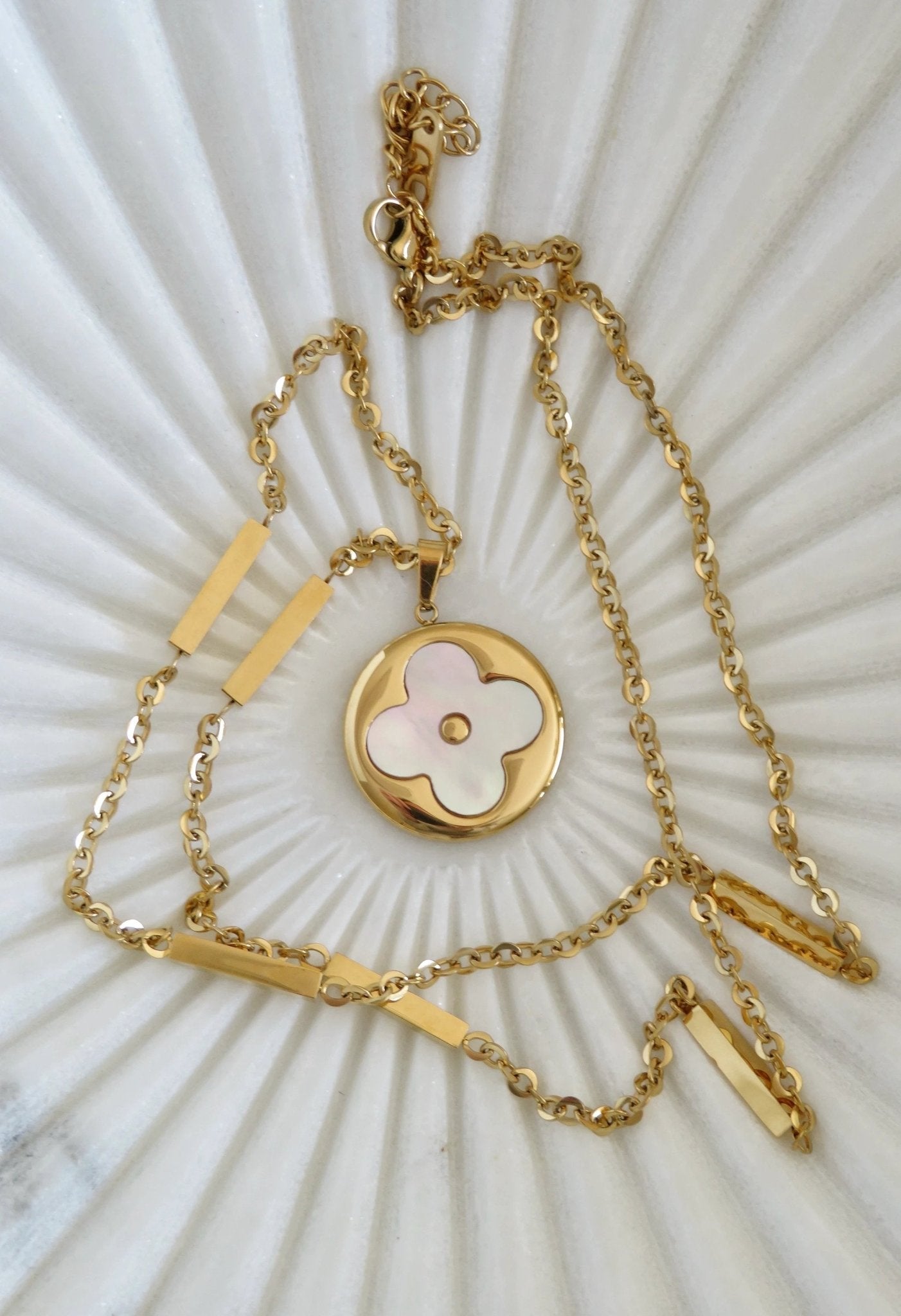 Golden Pearl Shell Clover Necklace - Love. Luck. Hope & Faith by Curated By Suarez