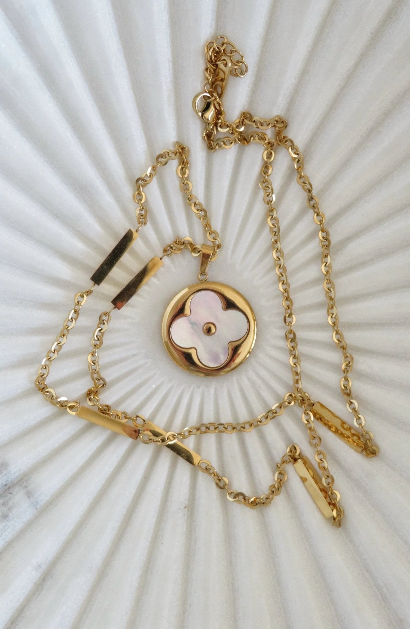Golden Pearl Shell Clover Necklace - Love. Luck. Hope & Faith by Curated By Suarez