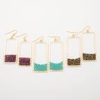 Golden Rectangle & Crystal Earrings Earrings - Fashion La Vie Bien Golden Rectangle & Crystal Earrings