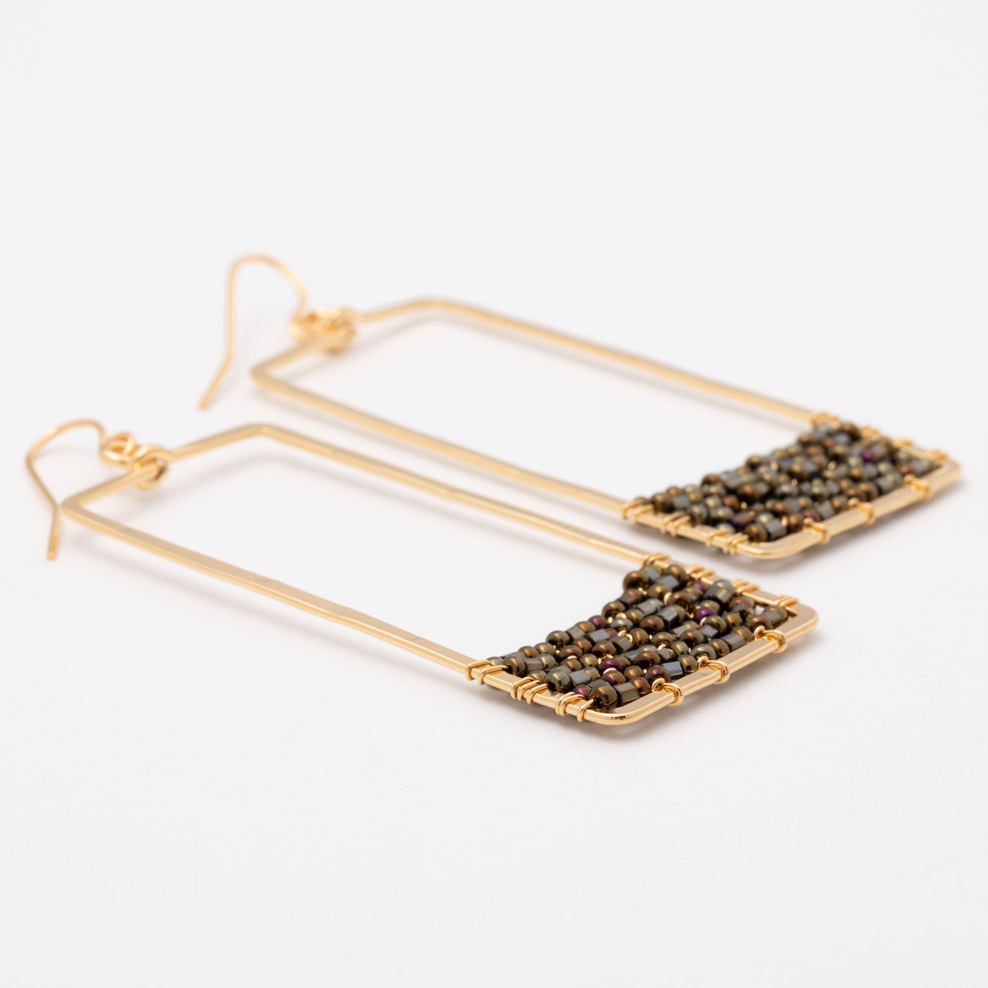 Golden Rectangle & Crystal Earrings Earrings - Fashion La Vie Bien Golden Rectangle & Crystal Earrings