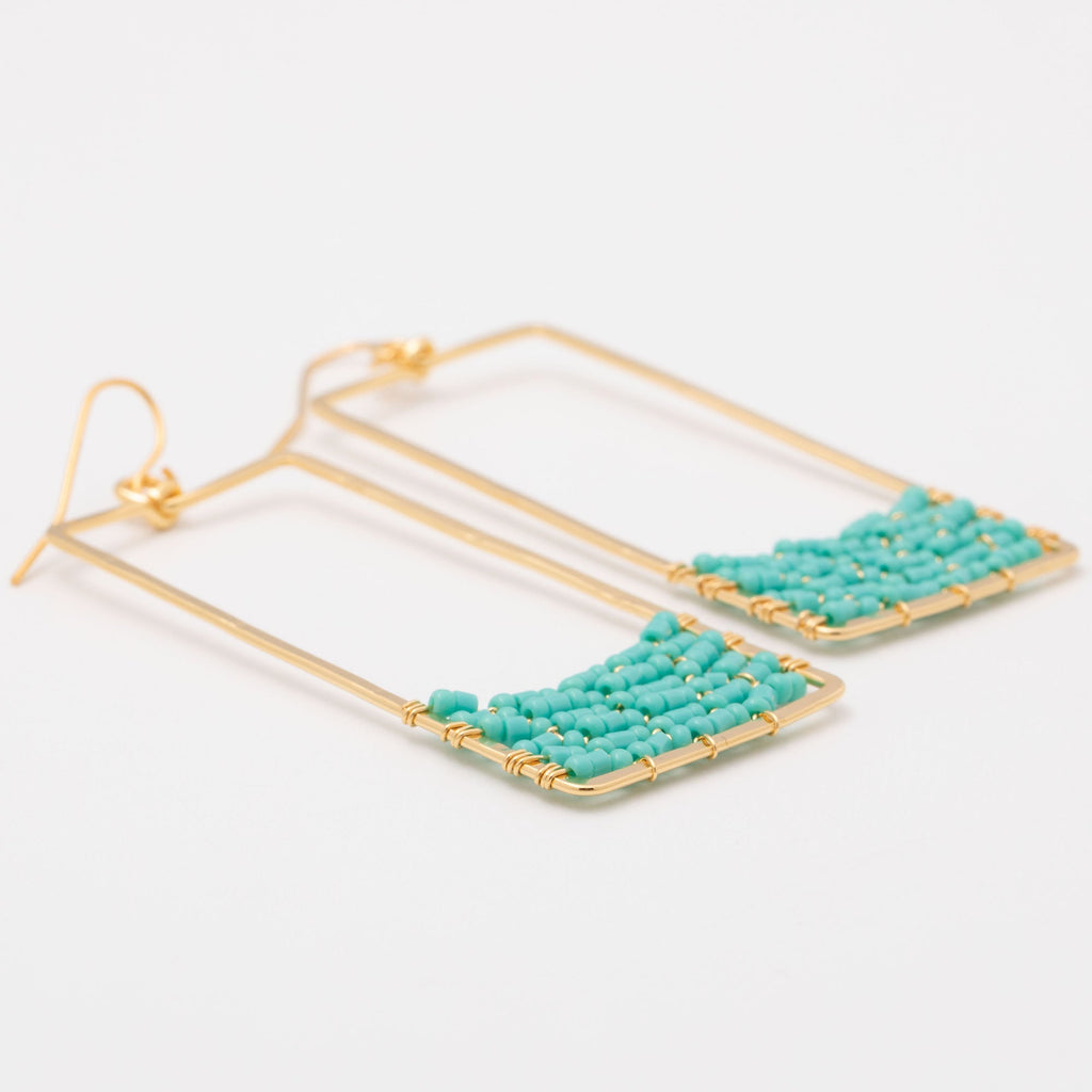 Golden Rectangle & Crystal Earrings Earrings - Fashion La Vie Bien Golden Rectangle & Crystal Earrings