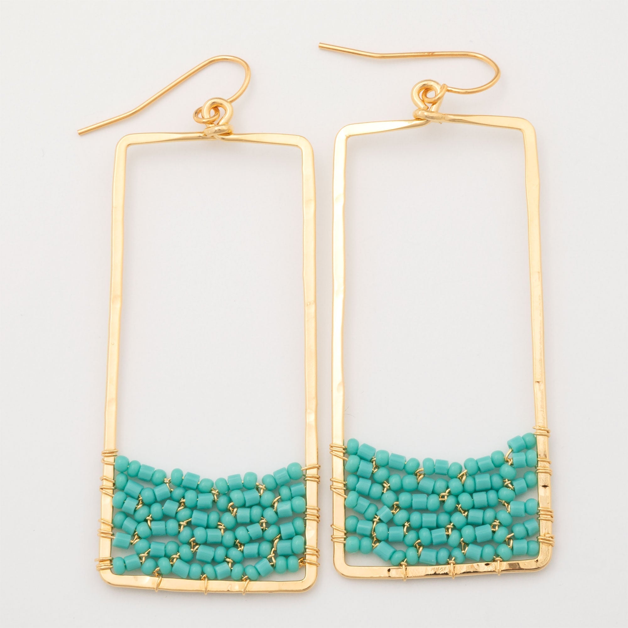 Golden Rectangle & Crystal Earrings Earrings - Fashion La Vie Bien Golden Rectangle & Crystal Earrings