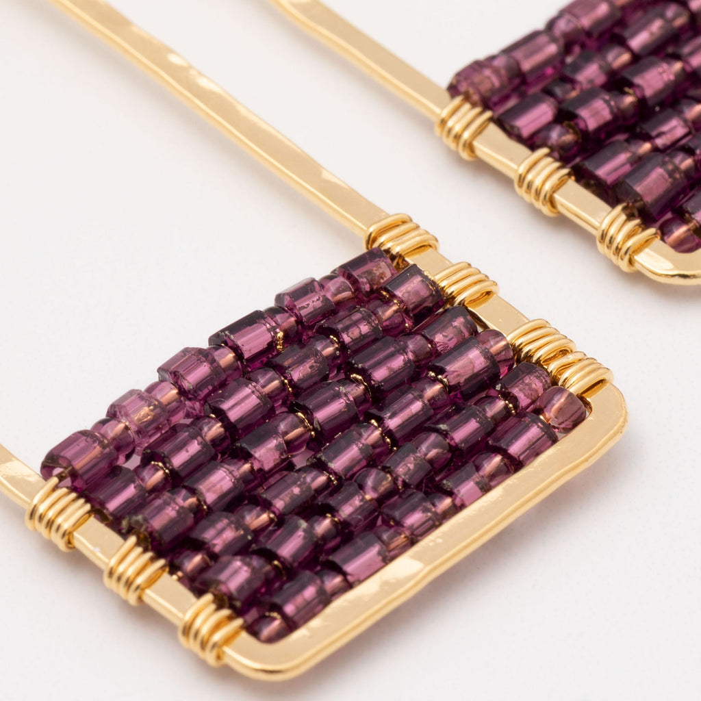 Golden Rectangle & Crystal Earrings Earrings - Fashion La Vie Bien Golden Rectangle & Crystal Earrings