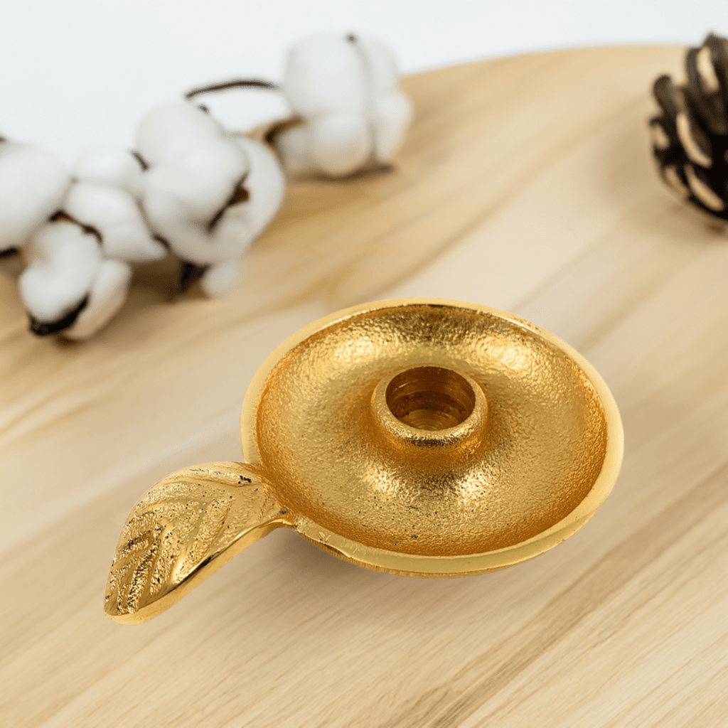 Golden Taper Candlestick Holder Dish home Decor La Vie Bien Golden Taper Candlestick Holder Dish
