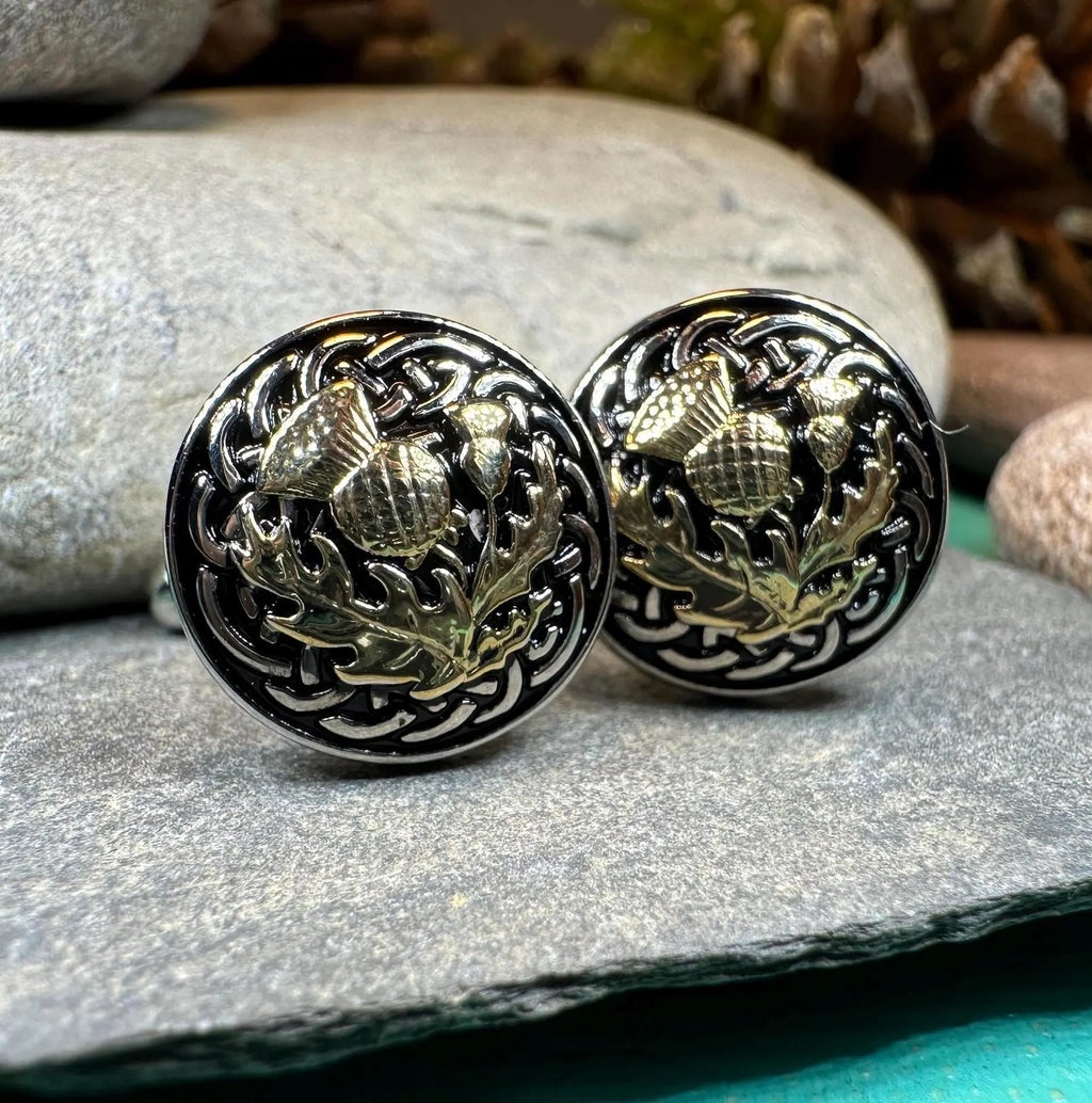 Golden Thistle Cufflinks - Handmade in Scotland Cuff Links La Vie Bien Golden Thistle Cufflinks - Handmade in Scotland