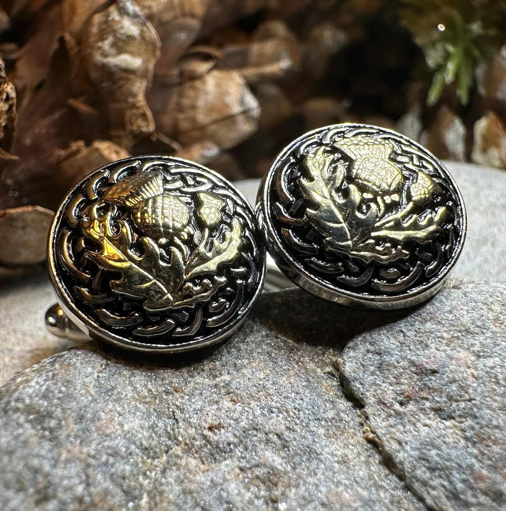 Golden Thistle Cufflinks - Handmade in Scotland Cuff Links La Vie Bien Golden Thistle Cufflinks - Handmade in Scotland