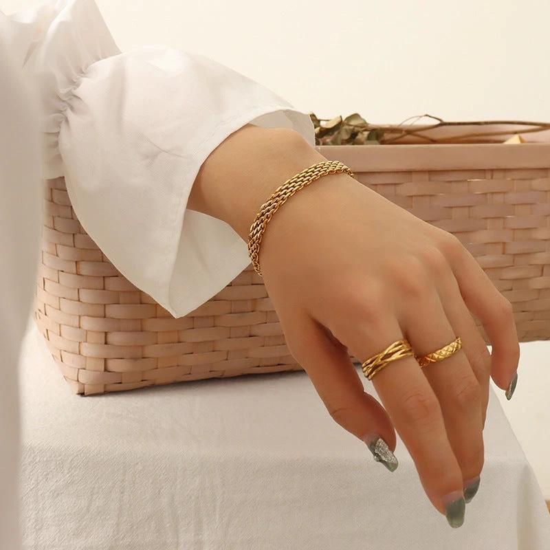 Golden Weave Link Bracelet by Curated By Suarez