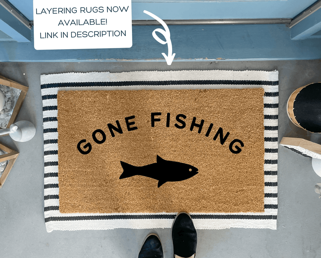Gone Fishing Doormat by Nickel Designs Custom Doormats