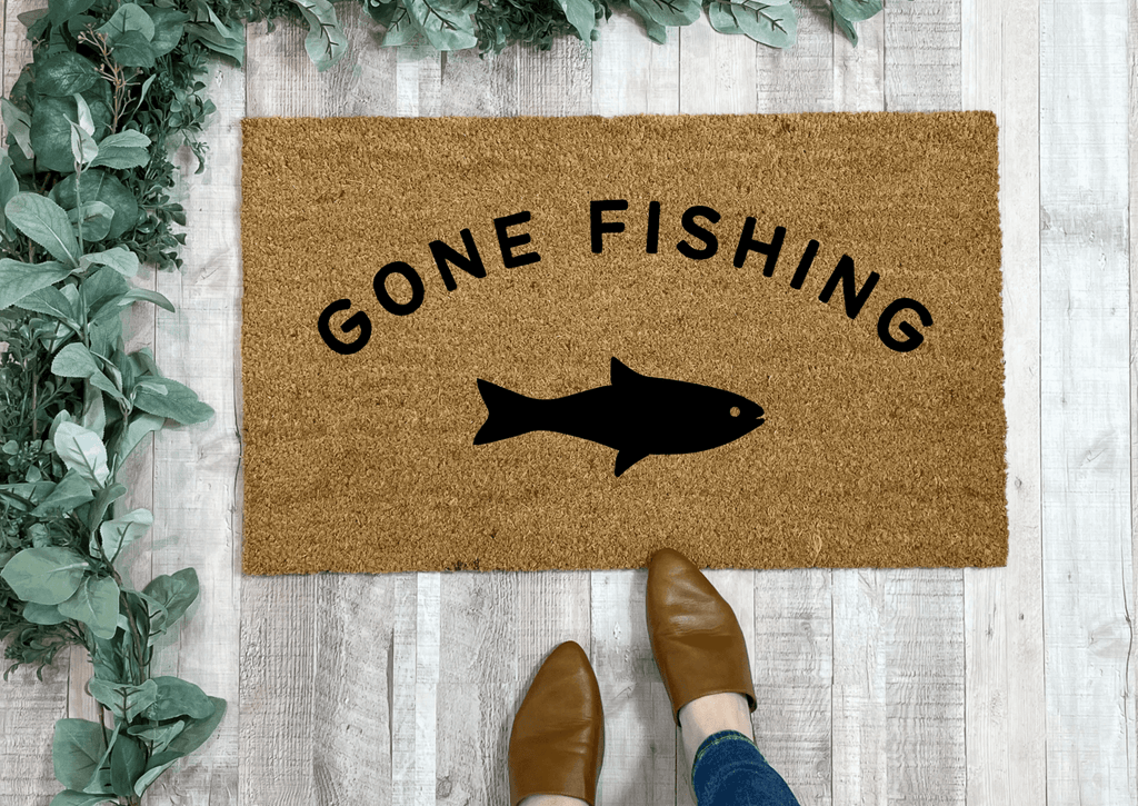 Gone Fishing Doormat by Nickel Designs Custom Doormats