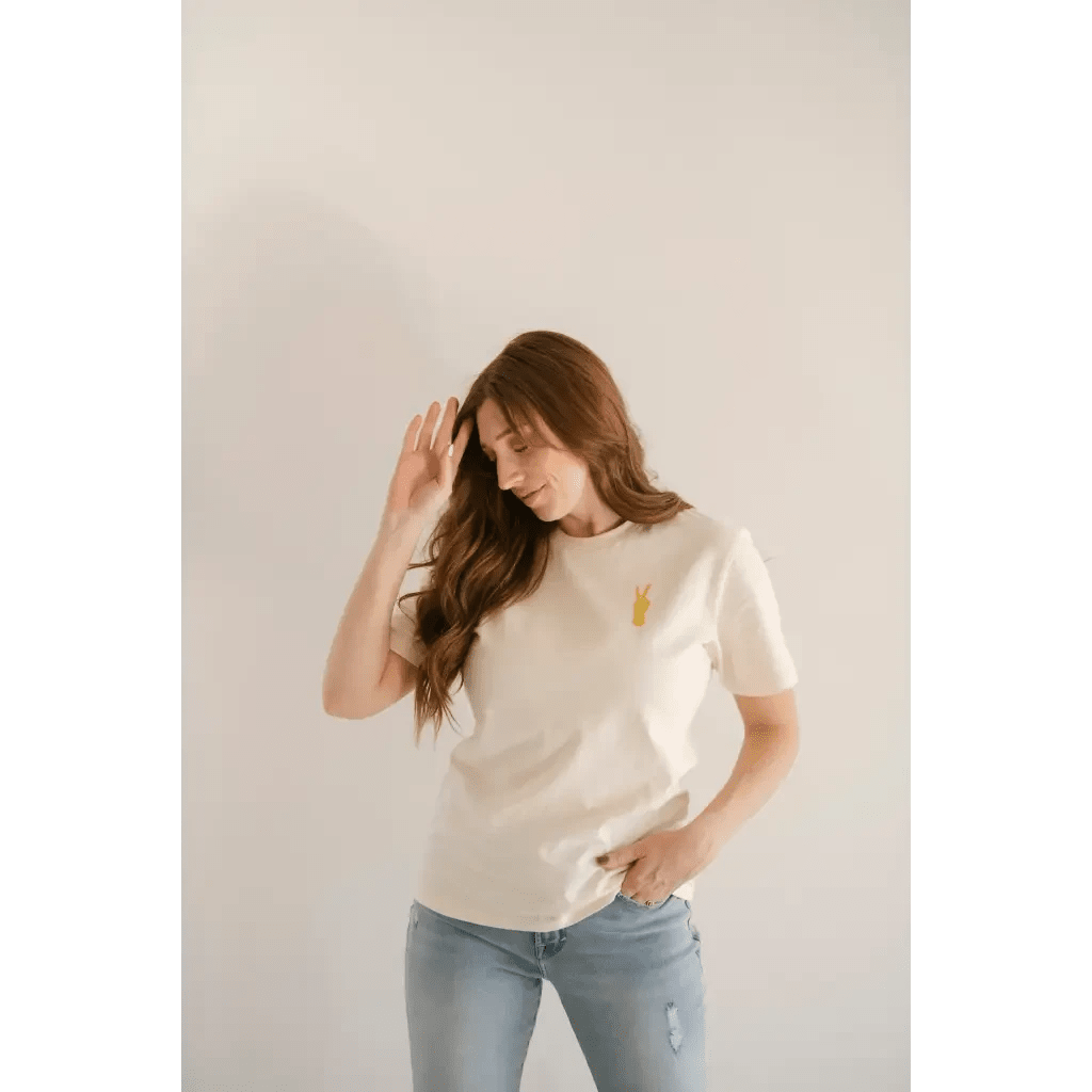 Good Vibes Embroidered Peace T-Shirt for Adults by Polished Prints