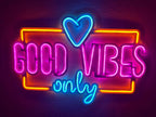 Good Vibes Only Love Neon Metal Sign, Neon Metal Wall Art by Dekadron
