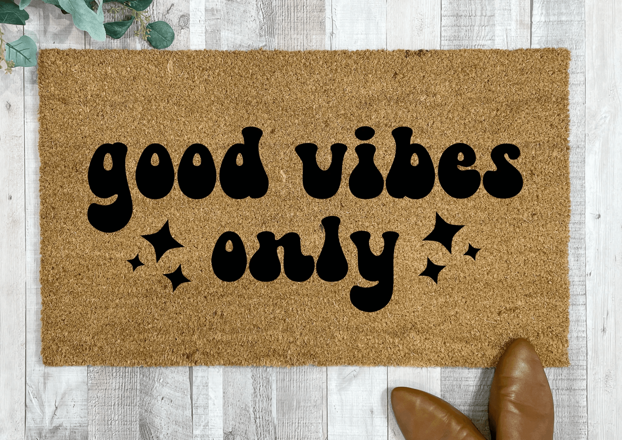 Good Vibes Only Retro Style Doormat by Nickel Designs Custom Doormats
