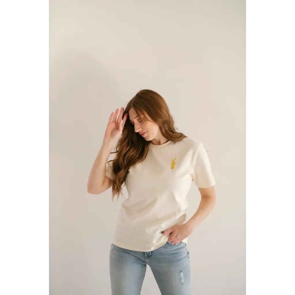 Good Vibes Embroidered Peace T-Shirt for Adults