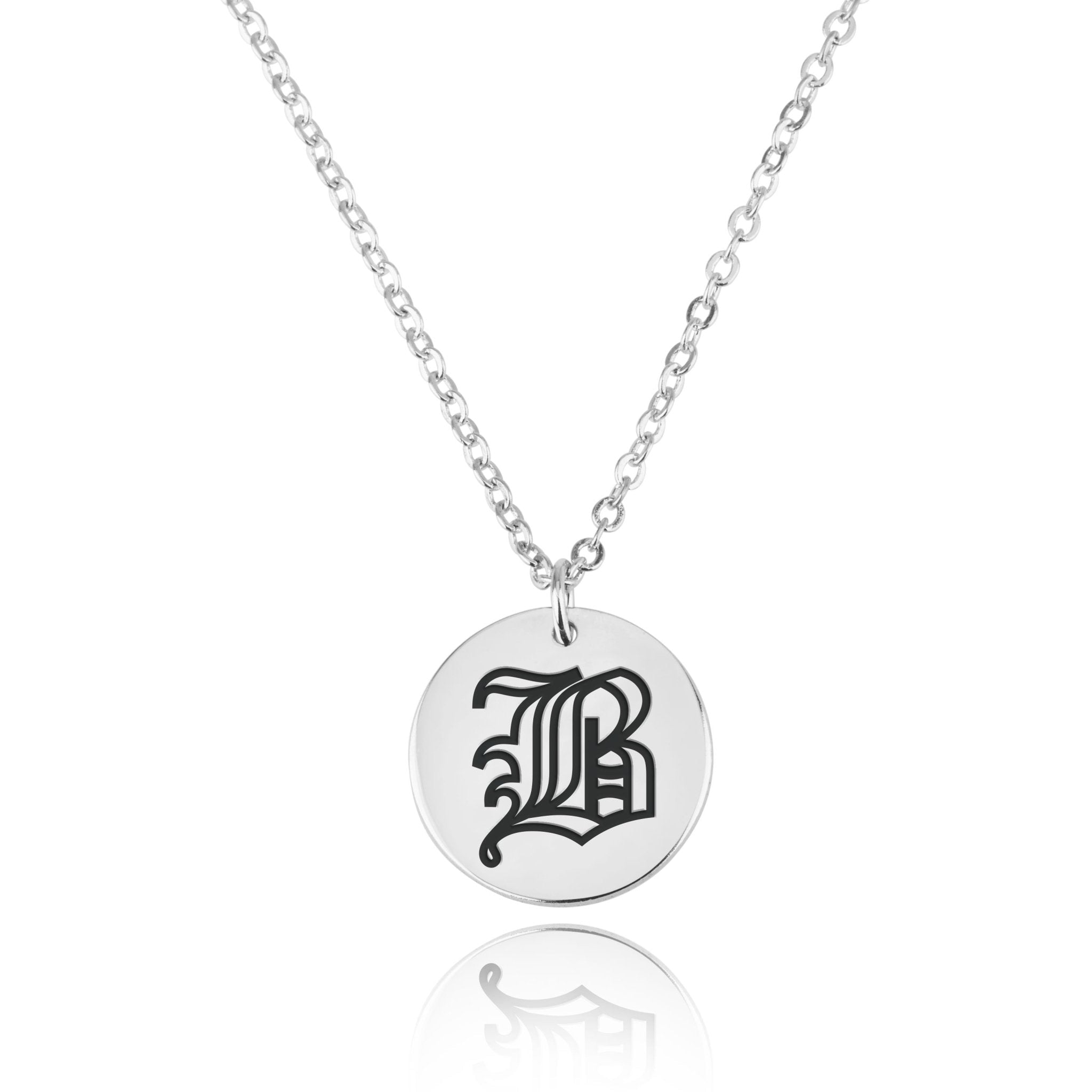 Gothic Initial Disc Necklace La Vie Bien Gothic Initial Disc Necklace