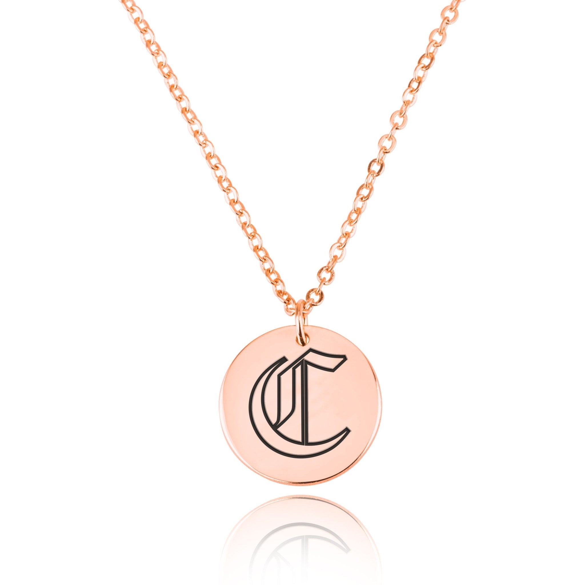 Gothic Initial Disc Necklace La Vie Bien Gothic Initial Disc Necklace