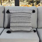 Black 22" X 22" Throw Pillow for couch with Tassels-Winter