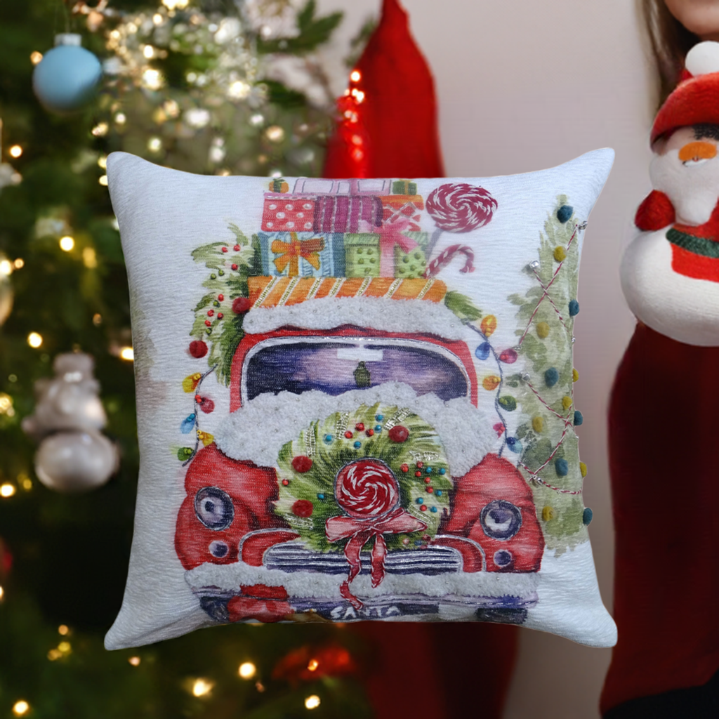 Christmas Embroidered Throw Pillow 20" x 20"