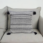Black 22" X 22" Throw Pillow for couch with Tassels-Winter