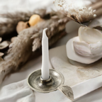 Vibhsa Taper Candlestick Holder Dish-Silver